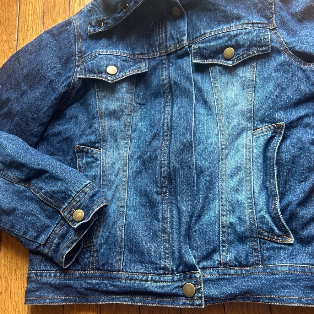Early 2000s Y2K Kali Wear Lined Denim Jean Jacket Snap Corduroy Collar MED - Picture 4 of 5